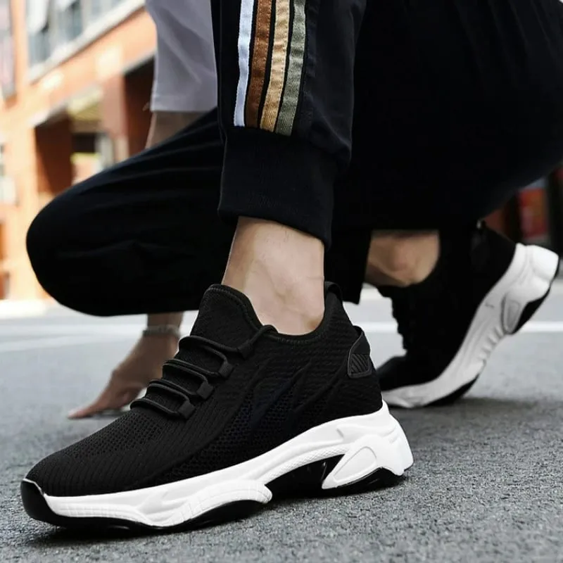Zapatos de hombre, zapatillas de deporte con aumento de altura de 10cm, zapatos informales transpirables para exteriores, zapatos con cordones para correr para hombre, zapatos de malla con suela suave y elevador — image 5