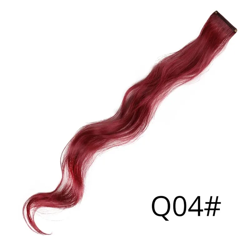 Leeons Clip In One Pieces Hair Extensions Straight Ombre Purple Blue Pink Extension Hair Women Synthetic False Fake Hair