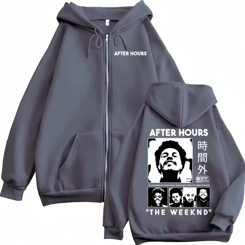 The Weeknd After Hours Til Dawn Zipper Hoodies Men Women Fashion Streetwear Jacket Sweatshirt Fleece Cozy Zip Up Pullovers Coats