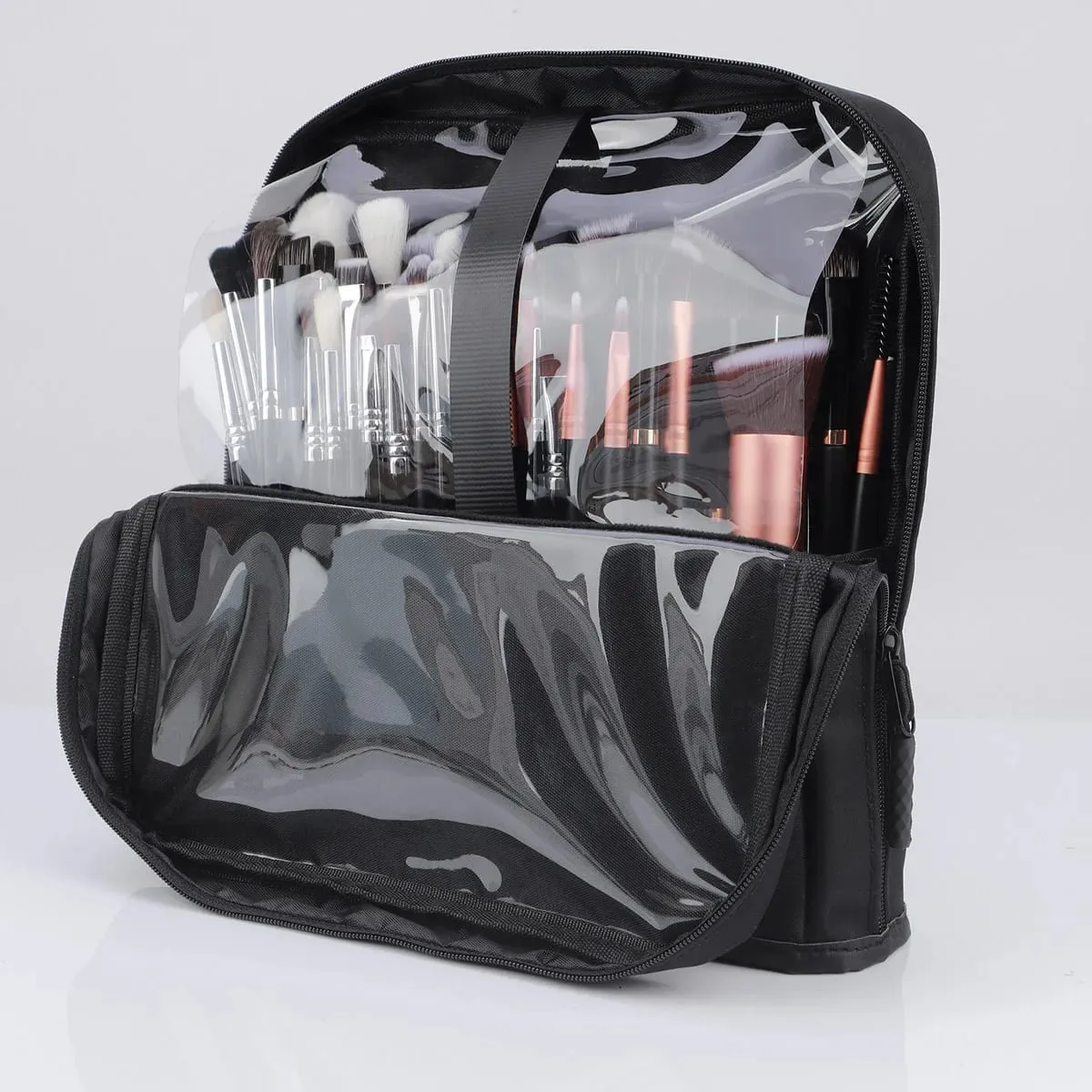 High Quality 14/23/29 Holes PU Cosmetic Makeup Brushes Pouch Portable Black Waterproof Oxford Beauty Brush Bag Organizer