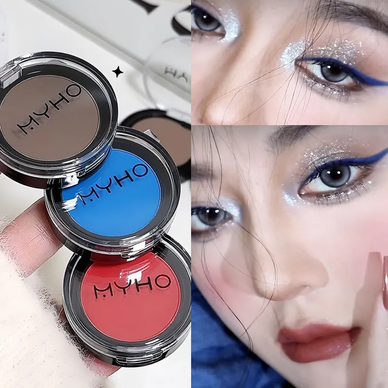 Mini Matte Smoky Blue Red Monochrome Eyeshadow Palette Natural White Light Highlighter For Delicate Eye Contouring Brightens
