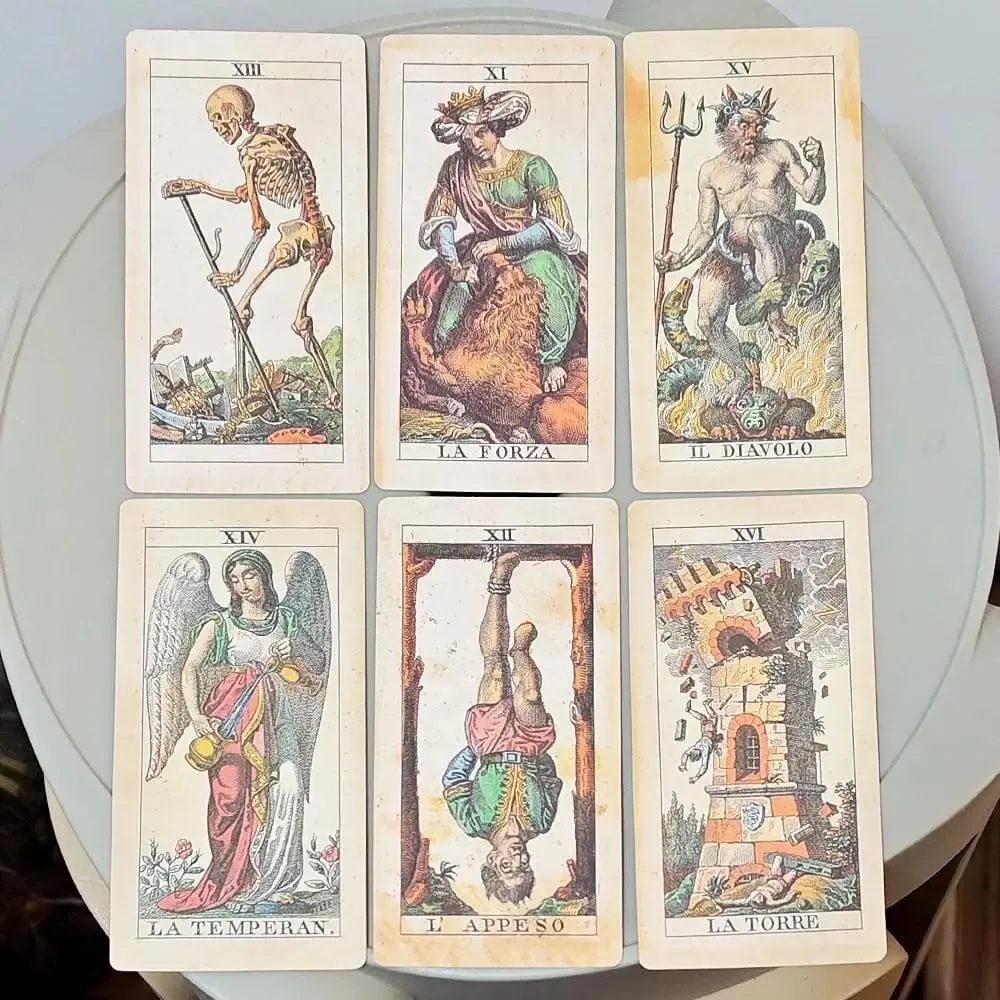 12*6cm Tarot Soprafino 1830 Vintage Italian Tarot Deck in Rigid Box Historical Reproduction 78 Pcs Double-embossed Cards