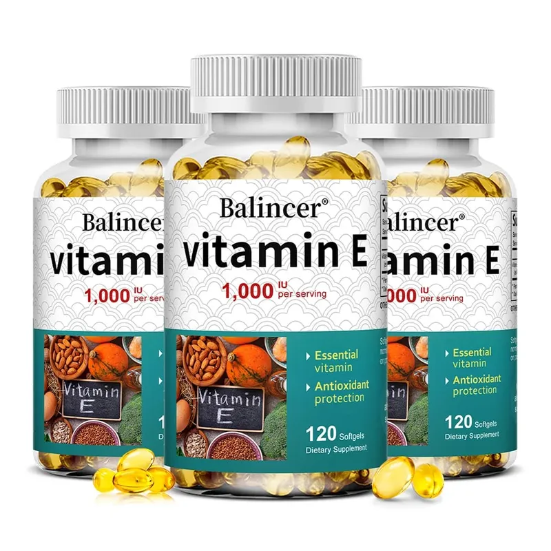 Natural Vitamin E Capsules Antioxidant Supplement Support Skin Hair Nail Heart Brain Cardiovascular & Immune System Wellness