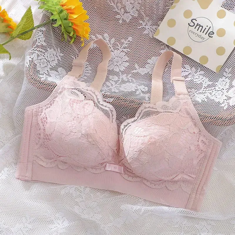 Ultra-Thick Push Up Bra 12cm Thick Cup Lace Gathered Wireless Bra Side Support Full Coverage Lingerie for A/B Cups — image 9