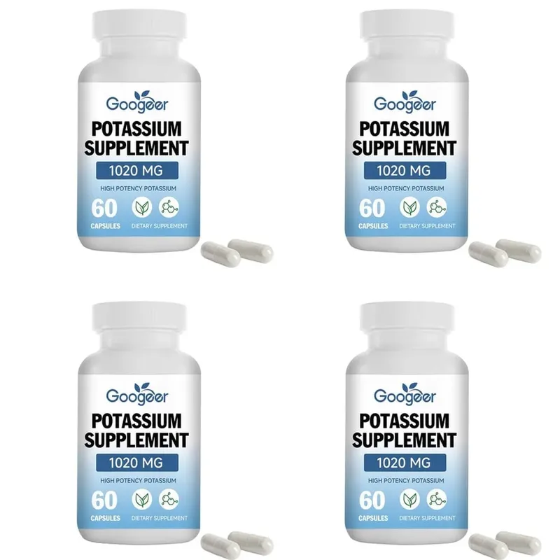 Googeer Potassium Capsules 1020 Mg High Potency Potassium Level Support Mineral Intake Gap Fill Bioavailability 60 Capsules