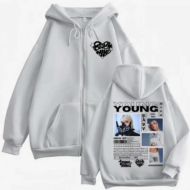 Rapper Young Miko Graphic Zipper Hoodie Men's Women Clothing Hip Hop Aesthetic Zip Up Pullovers Fashion Casual Loose Sweatshirts — image 6