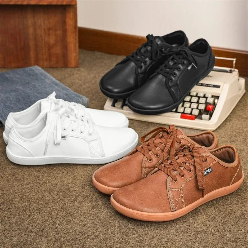 2025 New Minimalist Shoes for Men Women Wide Toe Barefoot Zero Drop Shoes Casual Artificial Leather Lightweight Walking Sneakers — image 2