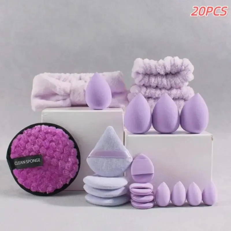20/33Pcs Makeup Tool Kit Full Set with Makeup Puffs Brushes Beauty Sponges for Make‑up & Makeup Removal