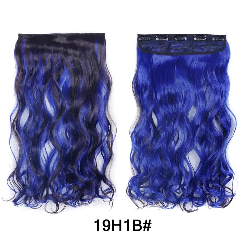 Water Wavy Clip in Hair Extension Synthetic Hair Highlight Silky Soft Natural Look with Invisible Lace Weft Hairpieces for Women