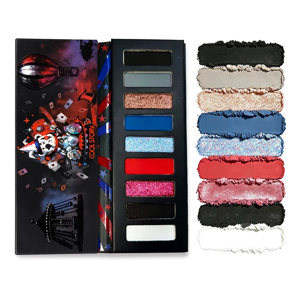 Shimmer Glitter Metallic 9 Colors Halloween Eyeshadow Palette High Pigment Gothic Smoky Eye Shadow Fine Flash Lasting Makeup
