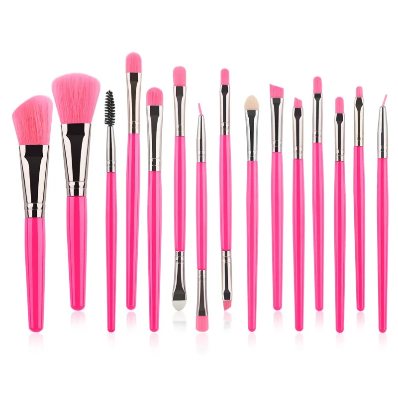 15pc Makeup Brushes Set Face Eyes Make Up Brush Eyelash Eyeshadow Eyebrow Eyeliner Foundation Powder Blush Highlight Lips Brush