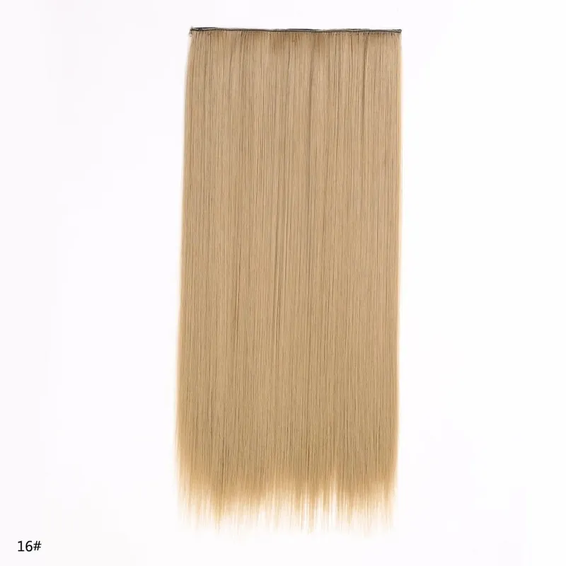 Long Straight Hair Clip In Hair Extension 5-Clips One Piece Natural Looking Synthetic Hairpiece for Women Ladies Daily Use