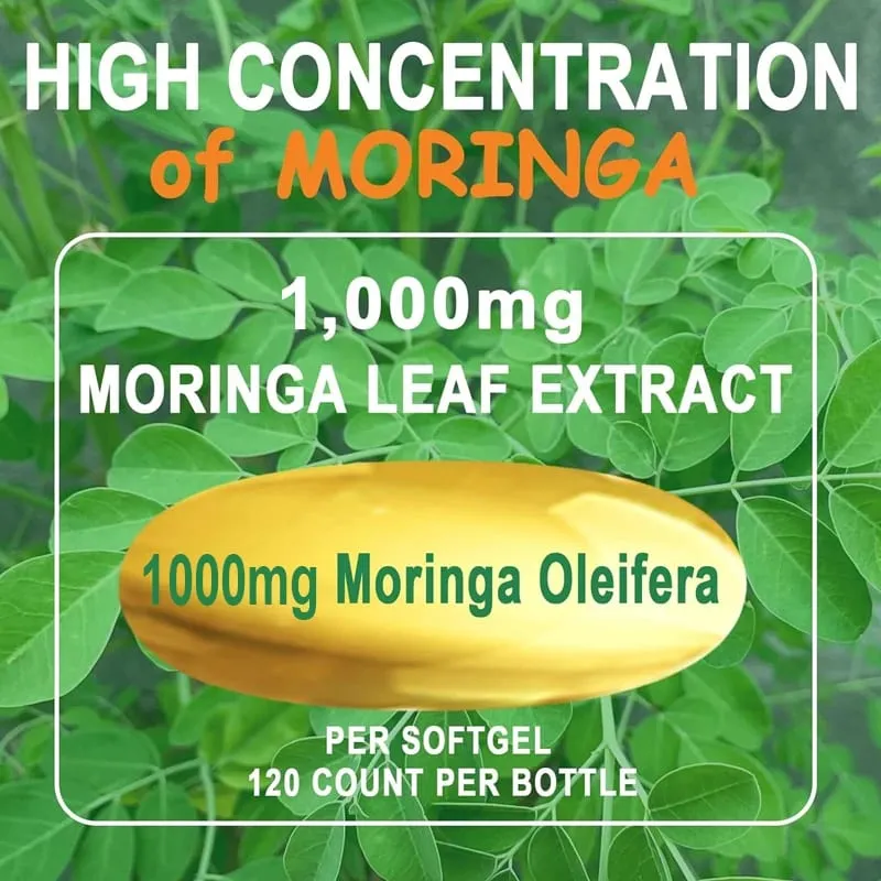 Natural Moringa 1000mg Supplement Supports Immune Defense Digestion Skin Joint Energy & Antioxidant Health