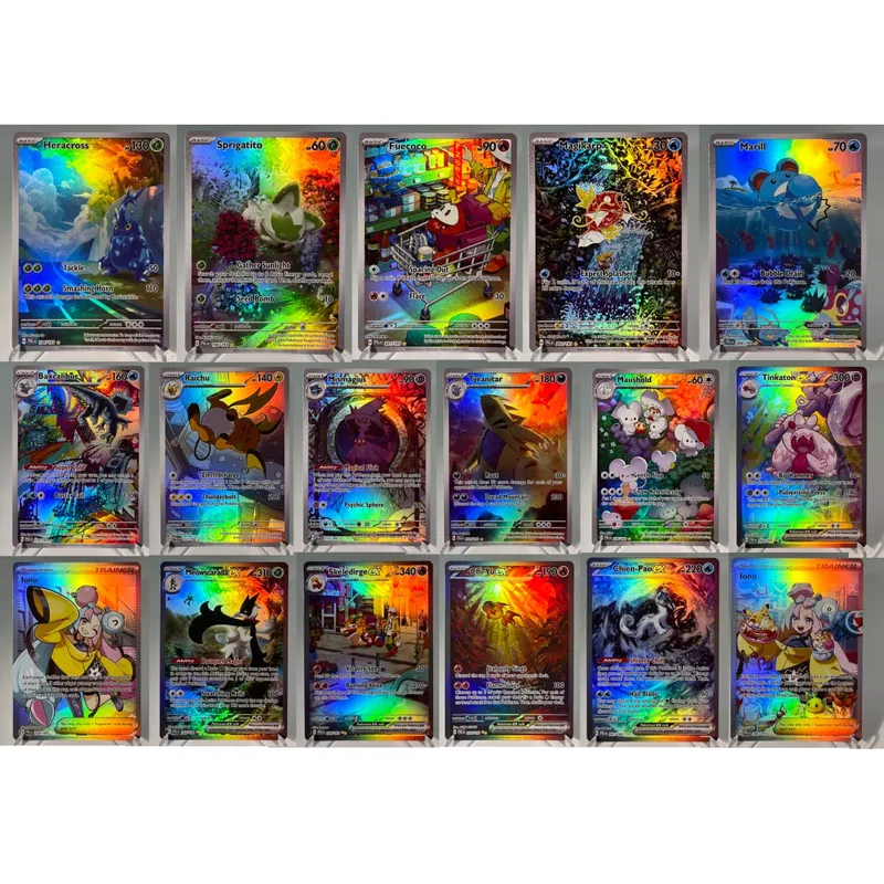 Paldea Evolved PKM Cards PTCG4-C GX Rainbow Magikarp Raichu Tyranitar Iono Rare Collection Battle Toys Gifts for Hobbies