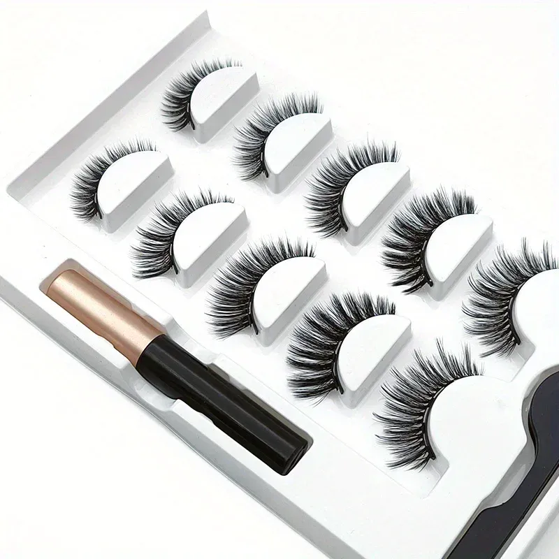 5 Pairs Magnete Eyelashes Set Magnetic Liquid Eyeliner Glue Free Eye Makeup Extend Fluffy Lashes