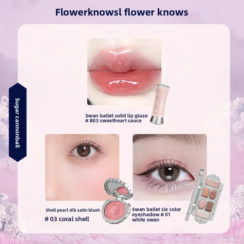 Flowerknows caixa de presente conjunto de maquiagem pequeno anjo caixa completa lábio esmalte blush concha jóias flor saber kit de presente de aniversário
