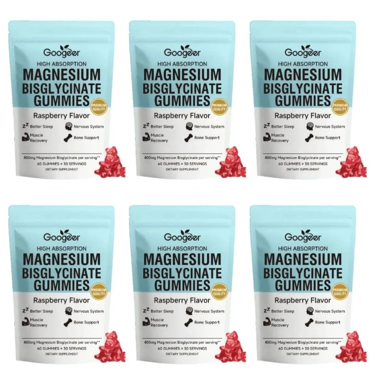 Magnesium Bisglycinate Gummies 400mg High Absorption for Sleep Muscle Recovery & Bone Support with D3 & Zinc Raspberry 60 Ct