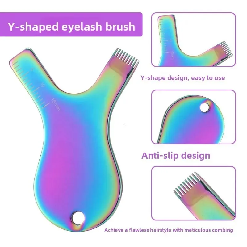 Lash Makeup Brush Eyelashlift Perm Tool Reuseable Stainless Steel Eyelash Brush Clean Comb Y Shape Grafted Eyelashes Brushes