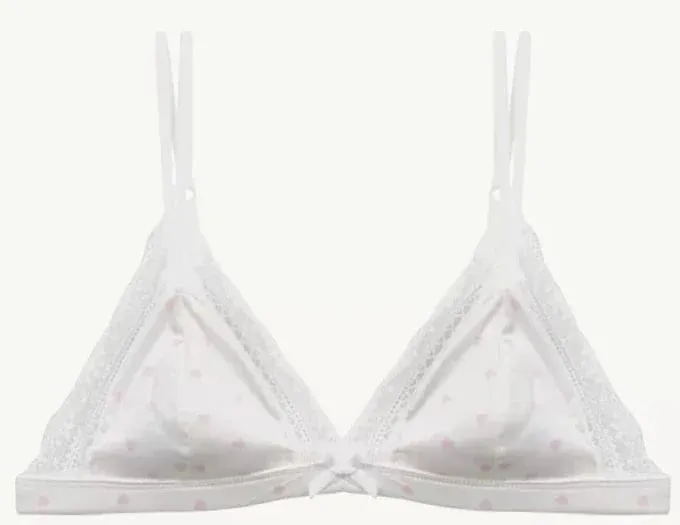 French Satin Lace Triangle Bra Set Wireless Thin Cup Small Bust Push Up Lingerie Side Support Anti Sag Sexy Women Underwear S-XL