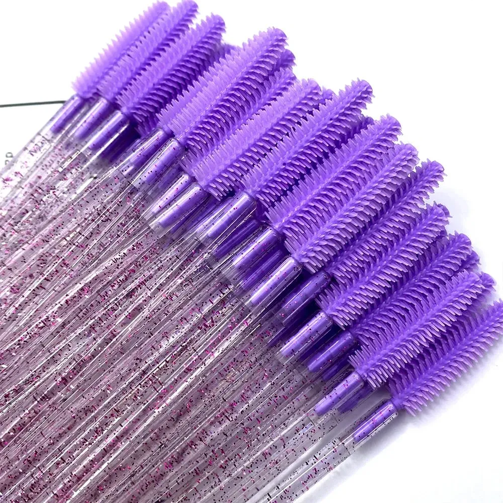 50/100 Pcs Silicone Crystal Mascara Wands Disposable Diamond Eyelash Brushes Comb Beauty Makeup Brush Tools for Women