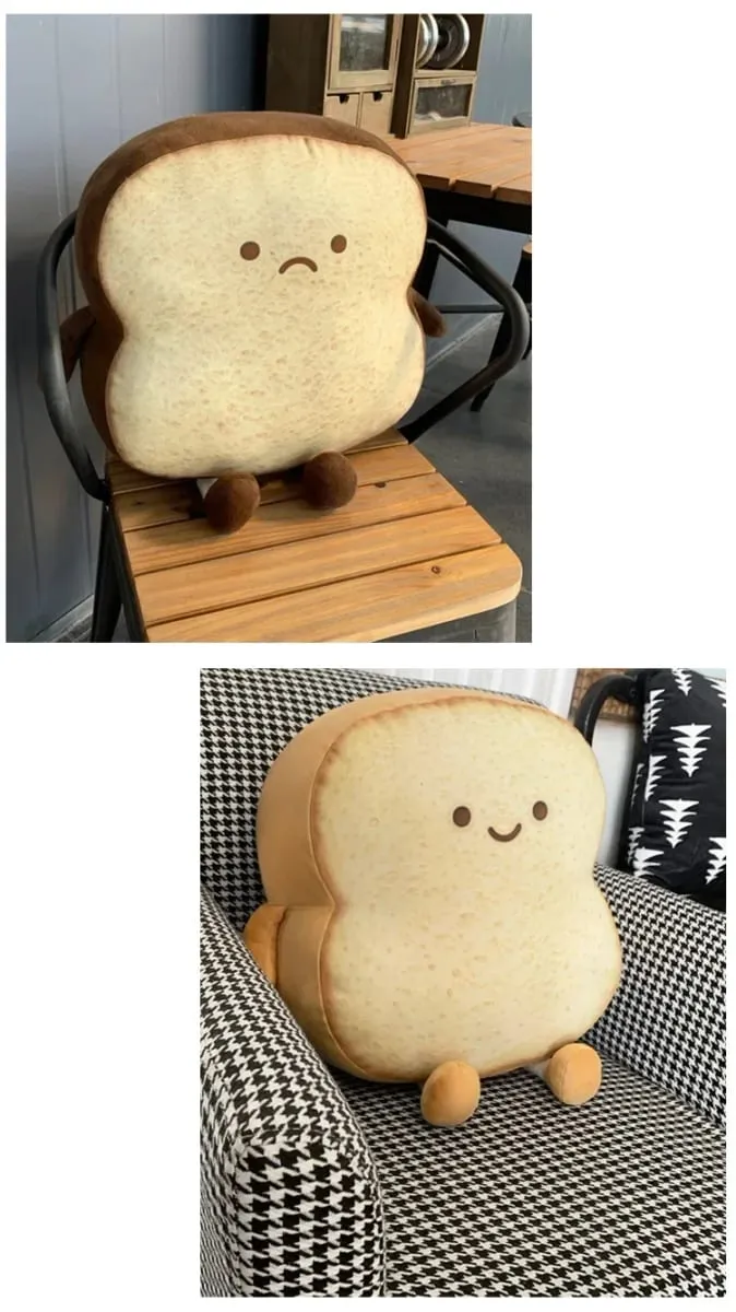 NEW Happy Sad Toast Plush Toy Sleeping Baby Stuffed Pillow Sofa Back Cushion Children Baby Birthday Present Gift Home Decor