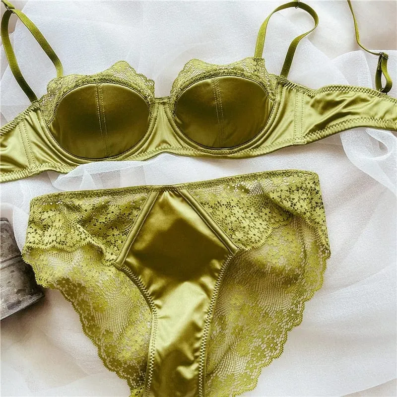 Women Half‑Cup Lace Underwire Bra Set Thin Sexy Minimizer Bra Push Up Anti‑Sag Side Support Hide Armpit Fat Ladies Lingerie S-XL — image 10