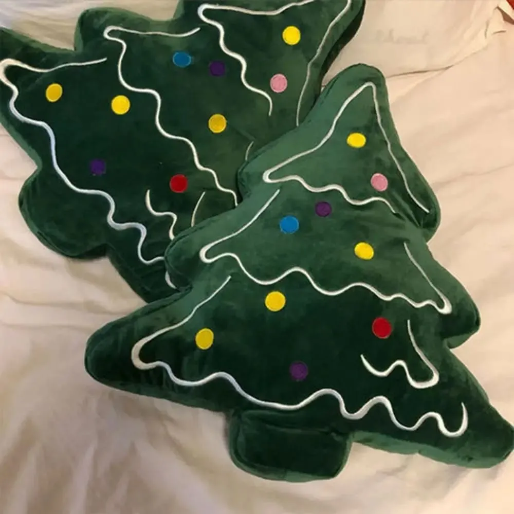 Soft Christmas Tree Sofa Cushion Comfortable 3D Shaped Christmas Tree Cartoon Doll Ornaments Merry Christmas Throw Pillows