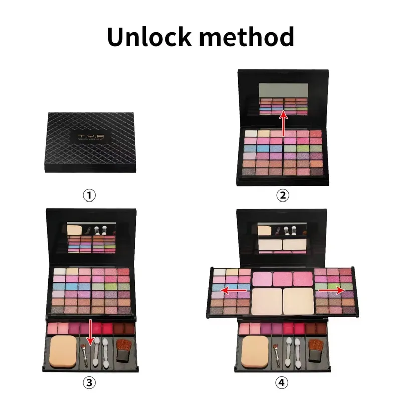 Makeup Gift Set for Women Full Kit All in One Make up Eyebrow Powder Lipstick Lip Gloss Brush Shimmer Glitter Eyeshadow Palette