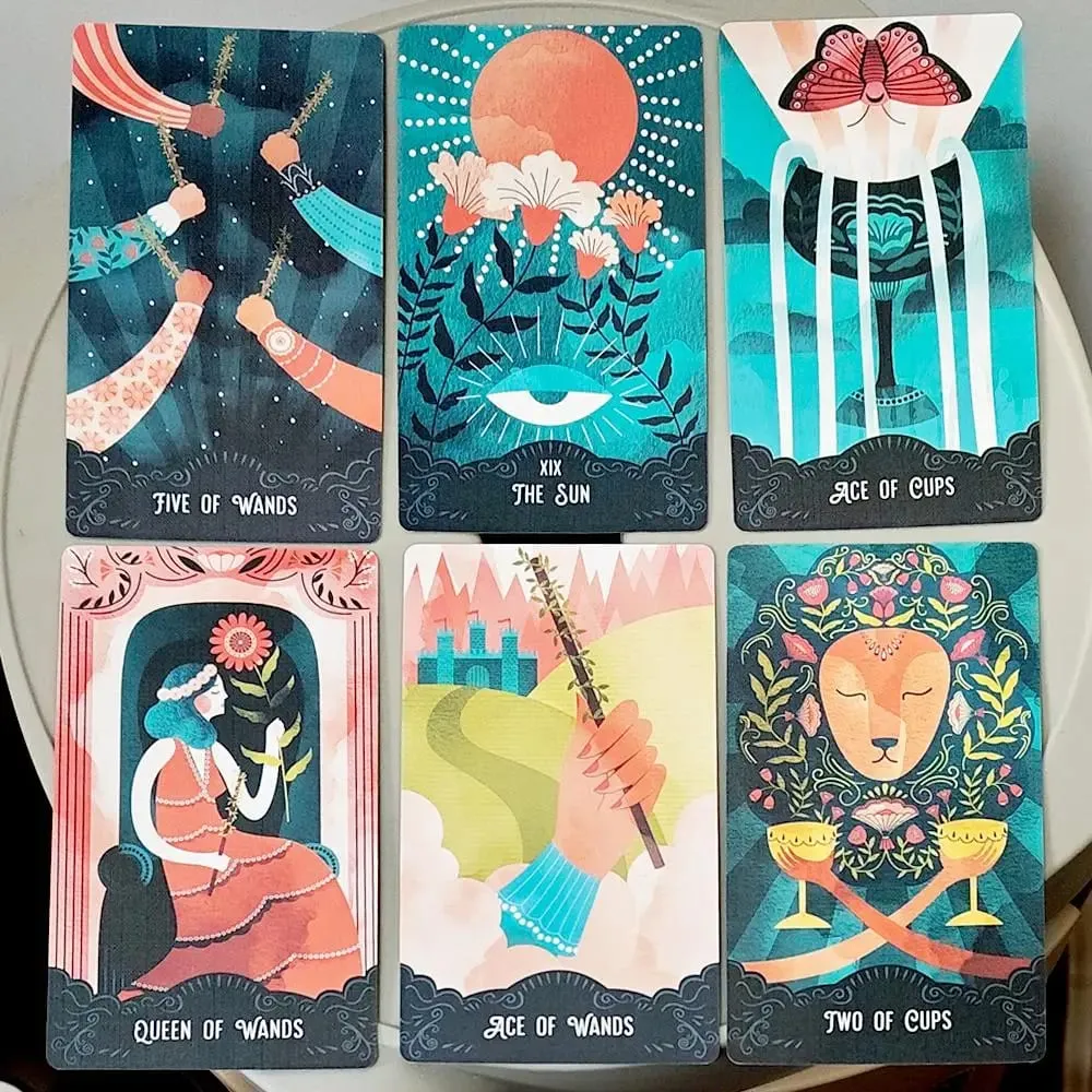 Star Maiden Tarot Deck 78-Card Deck Aesthetic Celestial Divineไพ่ทาโรต์ 2 ชิ้นกล่องแข็งคู่-นูน 12*7 ซม.