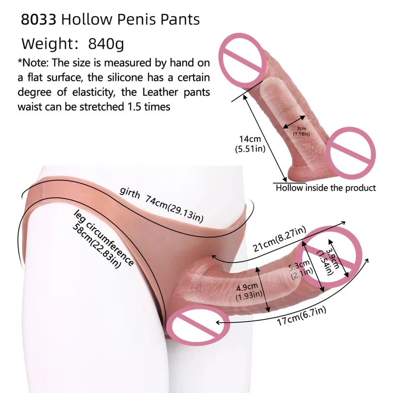 Strap-On Penis Sleeve Realistic Hollow Dildo Pants Silicone Male Dick Extender Lifelike Sex Toys For Men Adult Sexshop — image 13