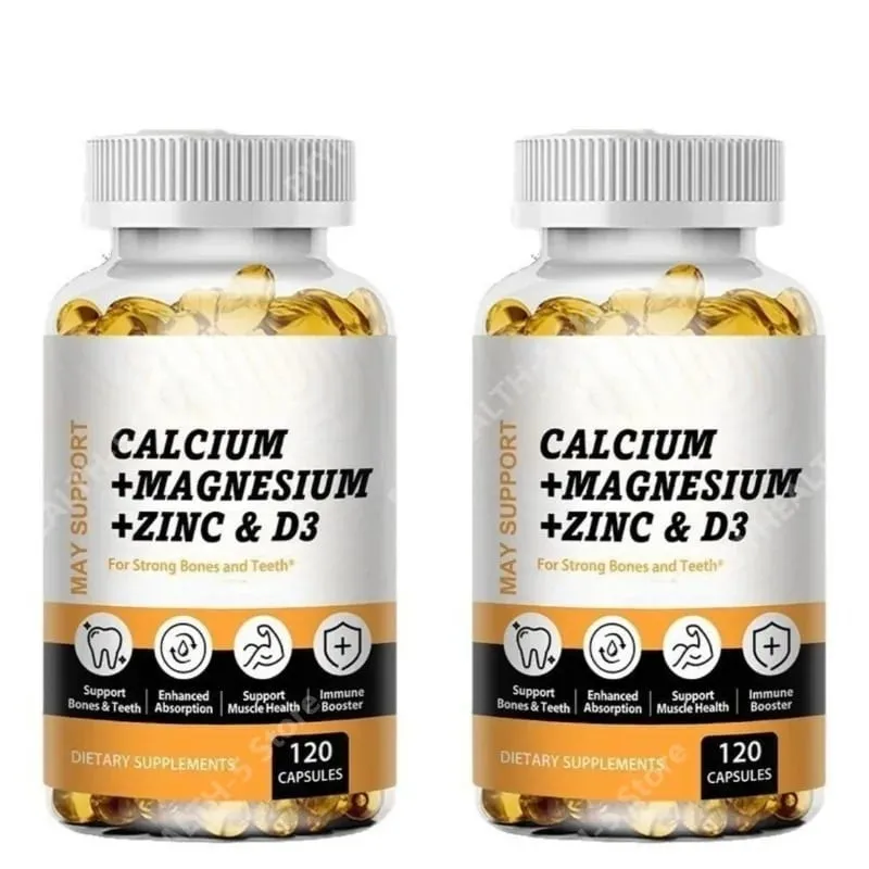 Calcium Magnesium Zinc with Vitamin D3 Softgels 120 Count Easy Swallow Daily Nutritional Support for Men Women For Adults