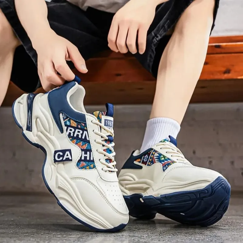 2026 Men Korean High Top Sneakers Spring Breathable Anti Slip Platform Running Shoes Outdoor Wear-resistant Running Sports Shoes