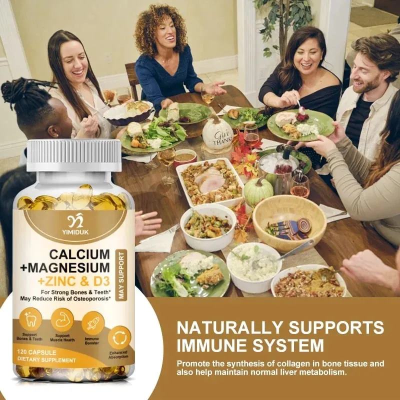 Bone & Muscle Support Supplement with Calcium Magnesium Zinc & D3 Supports Strong Bones Teeth Immunity & Vitality