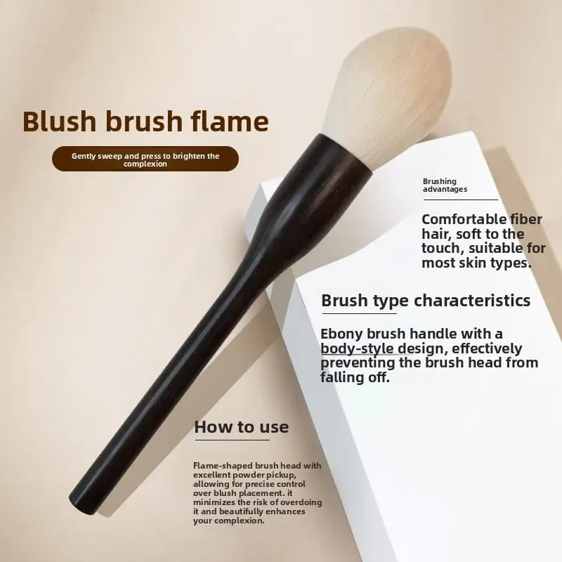 9pcs Ebony Wood Chinese Vintage Style Makeup Brushes Set Powder Blush Foundation Sculpting Highlighter Blending Cosmetic Brushes