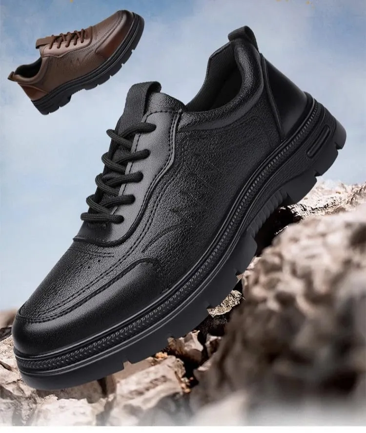 Spring Autumn New Business Leather Shoes for Men Lace Designer Fashion Casual Platform Shoes Male Solid Color Elegant Shoe Man