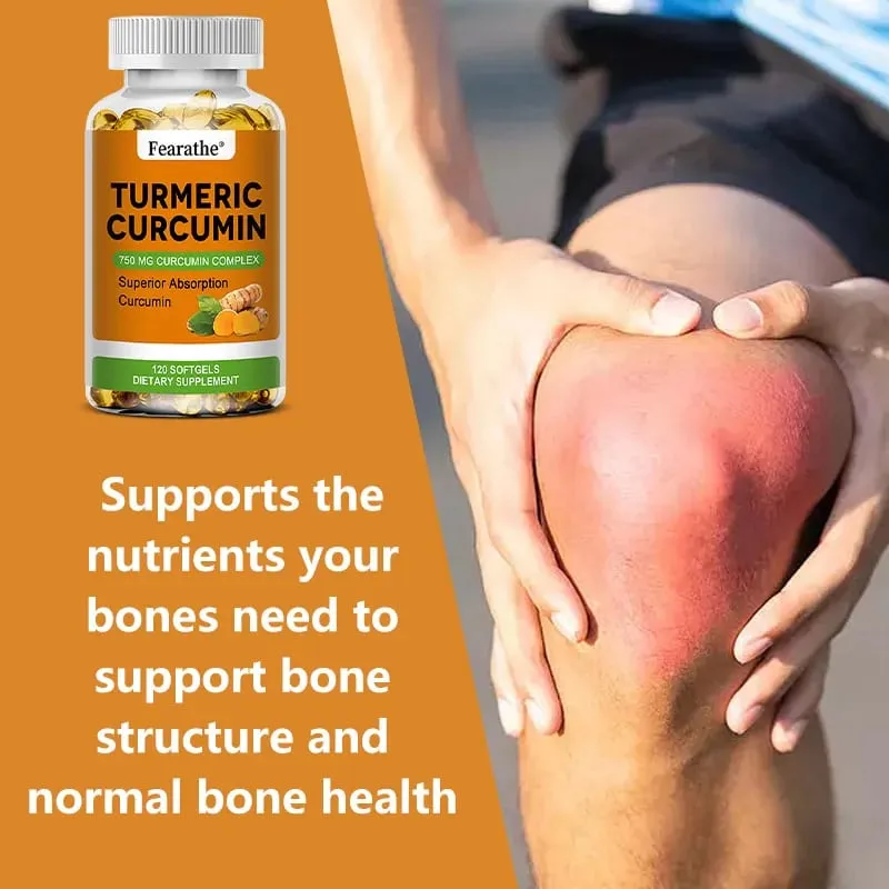 Organic Turmeric Curcumin Capsules - 750 Mg Highest Potency Curcumin Complex for Cardiovascular Bone Muscle Brain Health