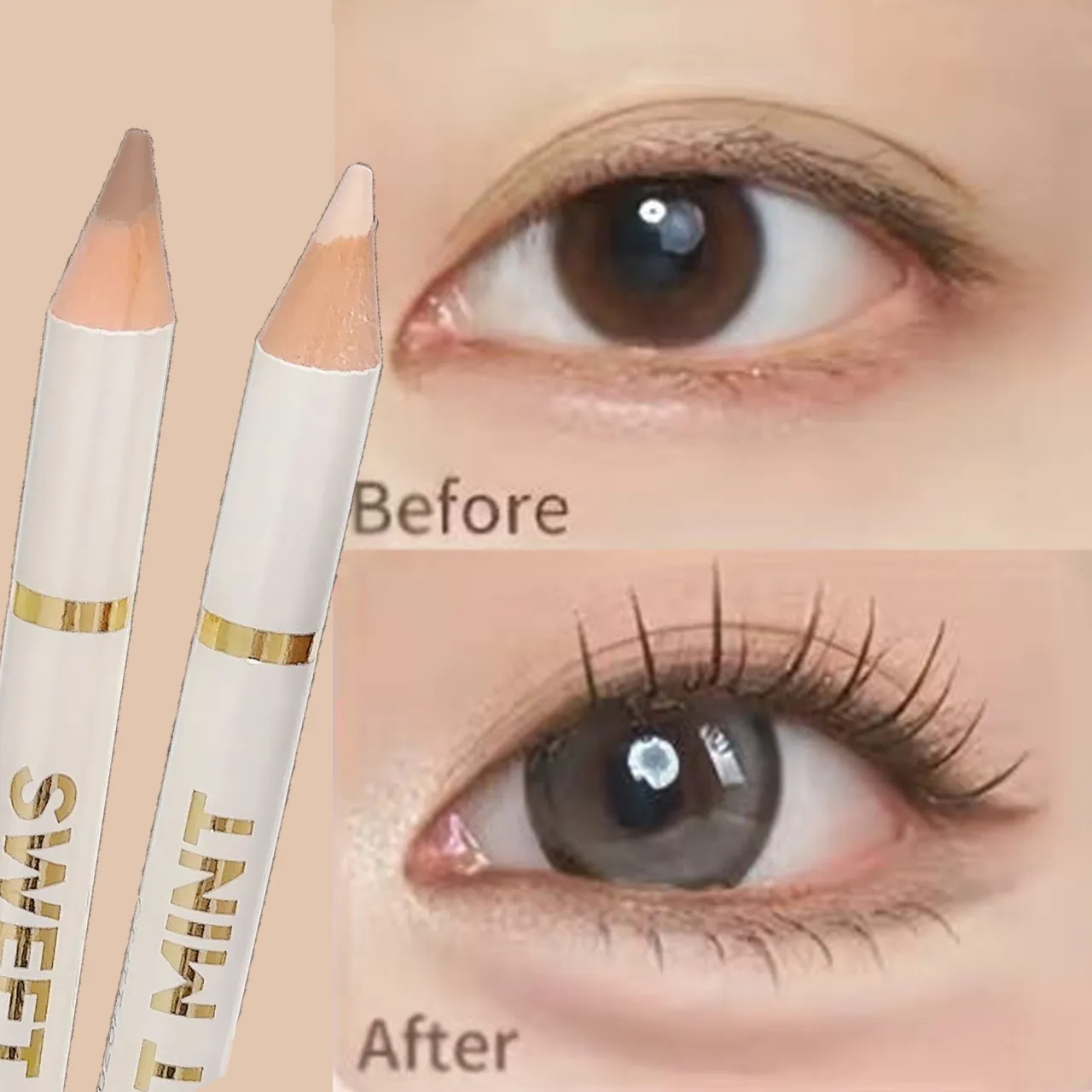 Stylo de maquillage aegyo-sal à double extrémité, couleur chair, abricot brun, sous les yeux, crayon d'ombre et de surbrillance, Contour naturel éclaircissant, Eye-Liner