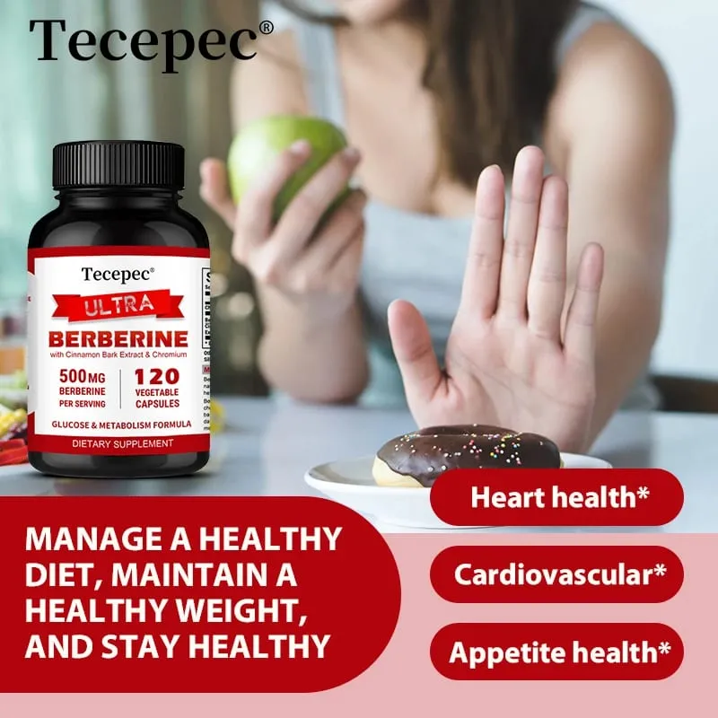Berberine HCl 500mg Capsules with Ceylon Cinnamon Support Metabolism Cholesterol Cardiovascular GI & Daily Immune Wellness