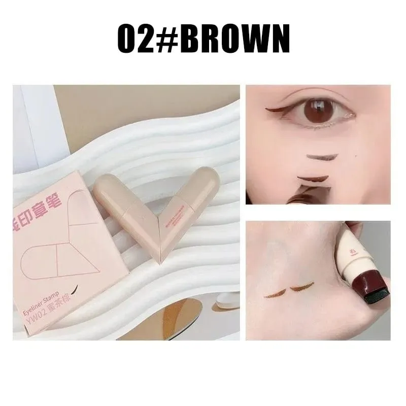 Lazy Integrated Eyeliner Stamp Dual-Head Rotatable Precise Outline Seal Lasting Waterproof Fast Drying Liquid Eye Liner Pen