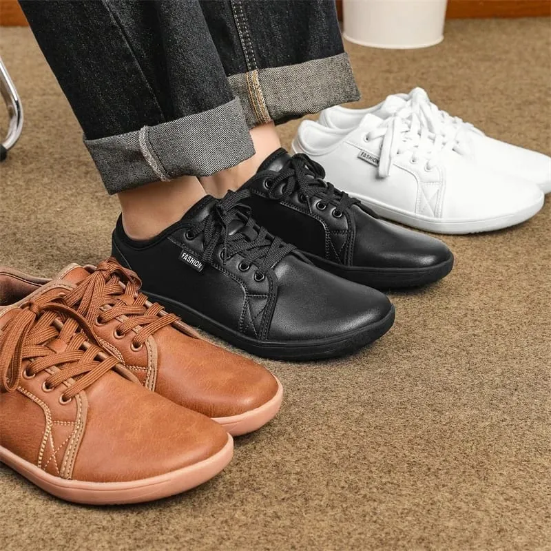 2025 New Minimalist Shoes for Men Women Wide Toe Barefoot Zero Drop Shoes Casual Artificial Leather Lightweight Walking Sneakers — image 4