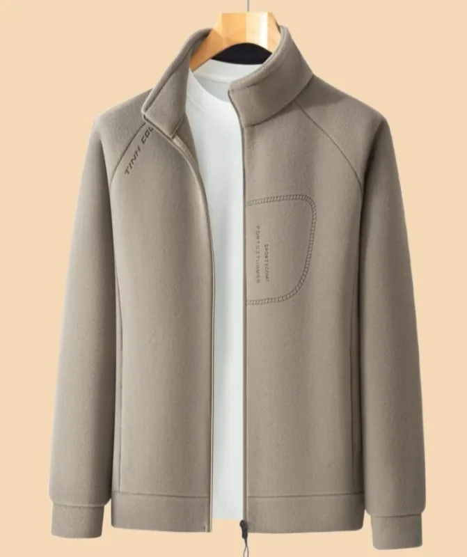 Men Double-sided Polar Fleece Hoodie Cardigan Solid Full Zip Warm Letter Print Casual Coats Thicken Sport Classic Sweatshirts