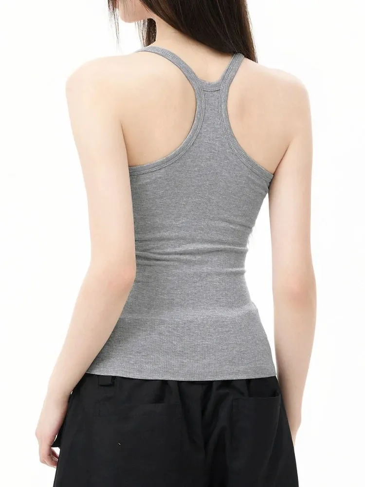 Zjaiss Elegant Knit Summer Tank Top Korean Slim Solid U Neck Women Cami Soft Ribbed Basic Layering Vest Fashion Ladies Top — image 4