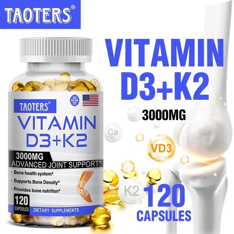 Vitamin D3+K2 Supplement To Support Joint Bone and Immune Health Non-GMO Formula Easy-to-swallow Vitamin D & K Complex