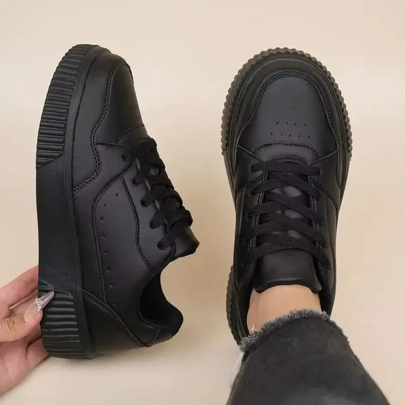 Unisex Sneakers All Season Casual Shoes Men Platform Chunky Footwear Women Solid Color Lace Up Couples Minimalist Board Shoes