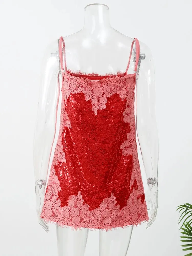Women White Big Sequins Mini Slip Dress Deep V Spaghetti Strap Loose Short Dresses Club Night Out Birthday Party Gown 2026 New