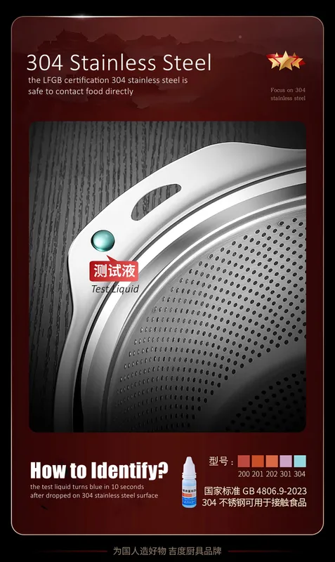 LFGB Certification 304 Stainless Steel Kitchen Washing Drainage Basin 23cm~31cm Diameter Colander with Dense Small Holes