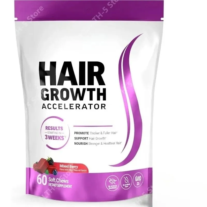 Biotin Hair Growth Soft Chews Supplement Support Fuller Thicker Hair Vitamin C & E for Healthy Hair Nourishment 60 Gummy