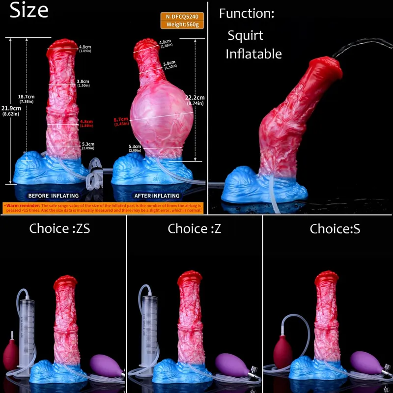 Gode ​​gonflable en Silicone avec nœud d'éjaculation, circonférence réglable, fantaisie, pénis de cheval, jouets sexuels pour adultes, dilatateur Anal