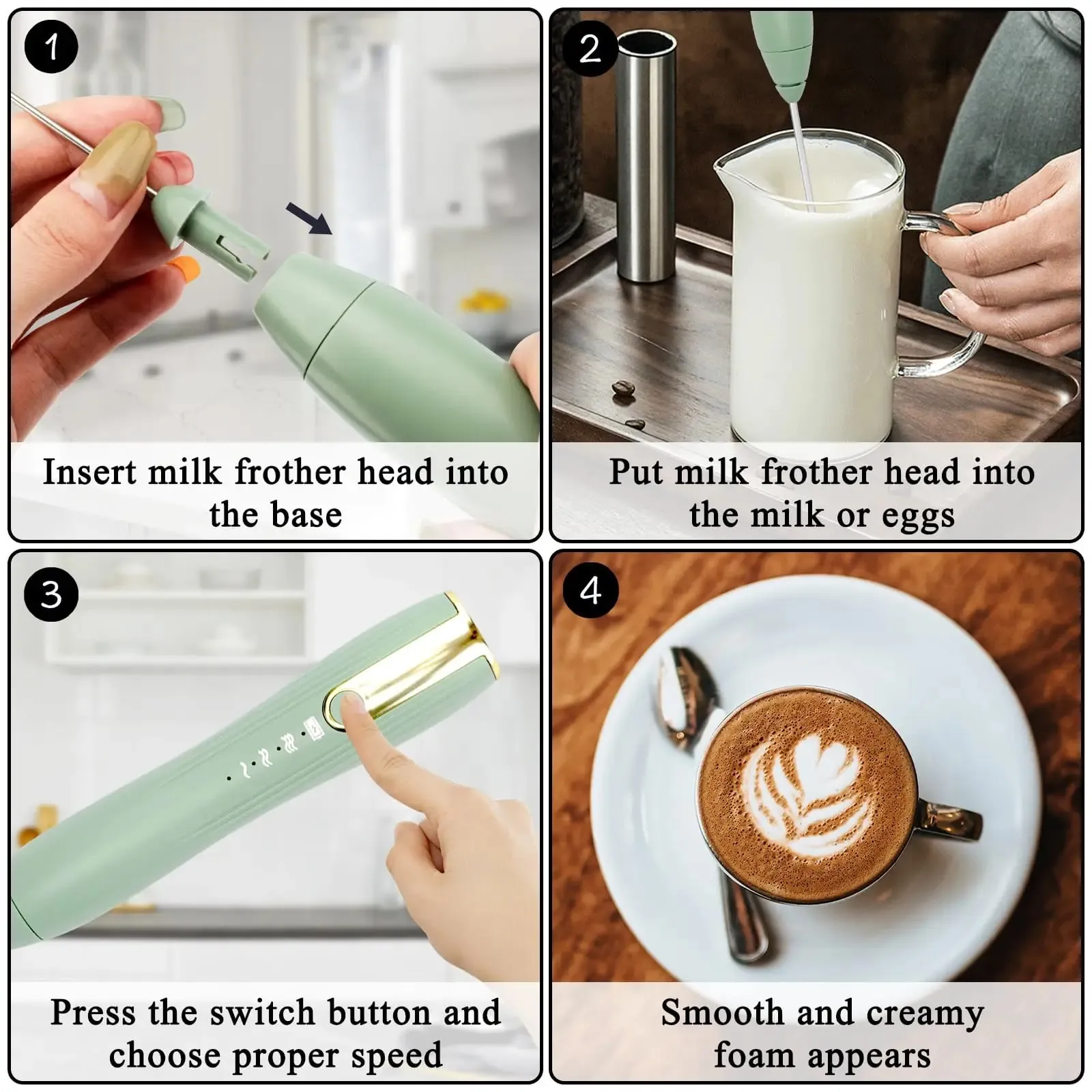 Miscelatore manuale Montalatte per caffè Matcha Macchina per schiuma portatile Frusta elettrica Miscelatore per bevande Frullino per le uova ricaricabile con supporto