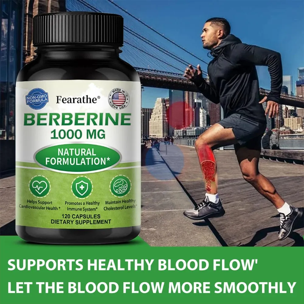 Berberine 1000 Mg Supplement Highly Absorbed Supports Cardiovascular Health Regulates Gut Flora Balance Improves Digestion